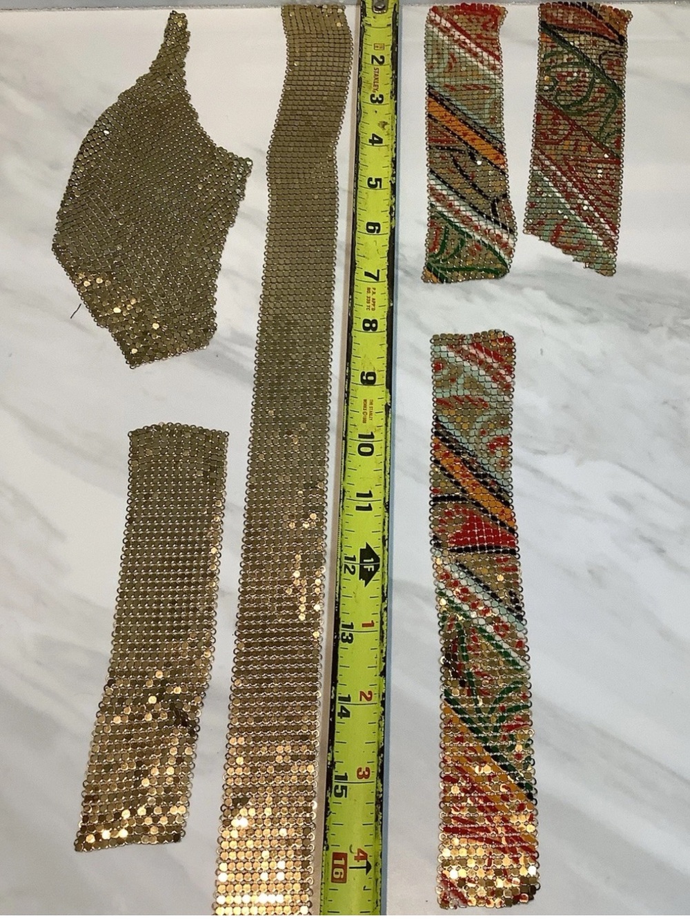 Lot Vintage Gold~Silver~Multicolor Flat Chain Mail Pieces Jewelry Findings - Picture 4 of 6